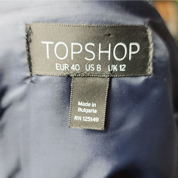 TOPSHOP Navy Blue Airtex Wrap Pelmet Skirt - Picture 8 of 8